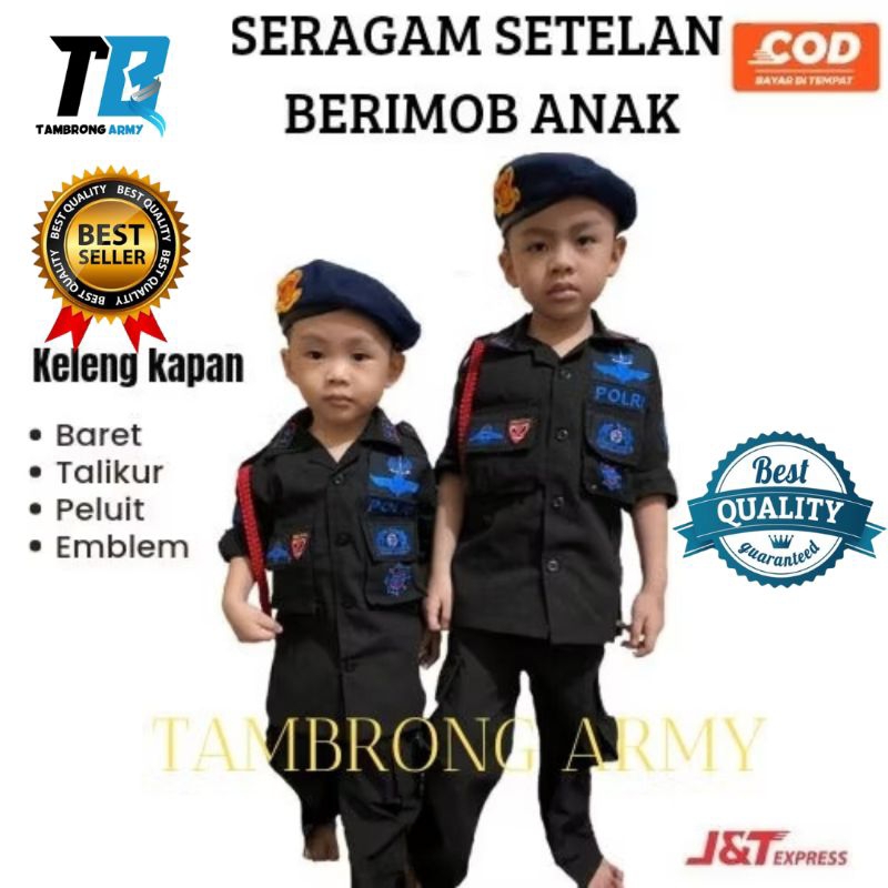 BAJU BRIMOB HITAM POLISI/BAJU PROFESI ANAK/KOSTUM ANAK