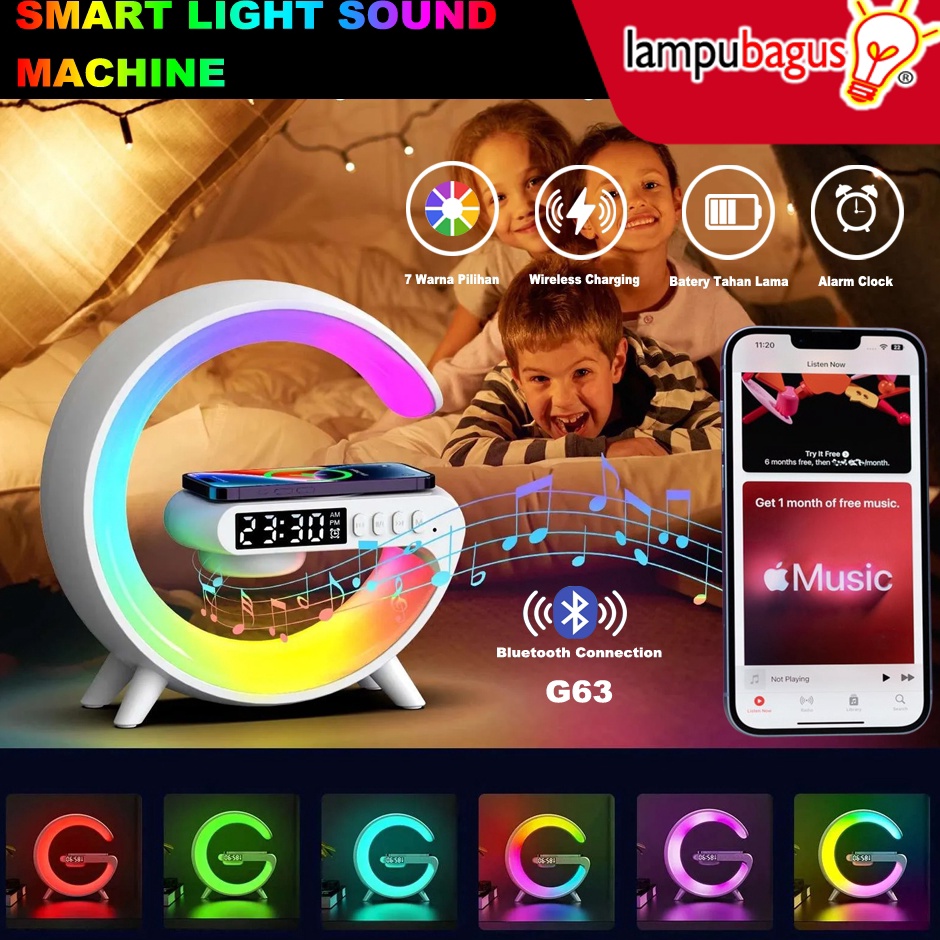 KODE R2C7 Speaker Bluetooth LED Ambient Light Wireless Charger  Lampu Meja Smart Light Multifungsi