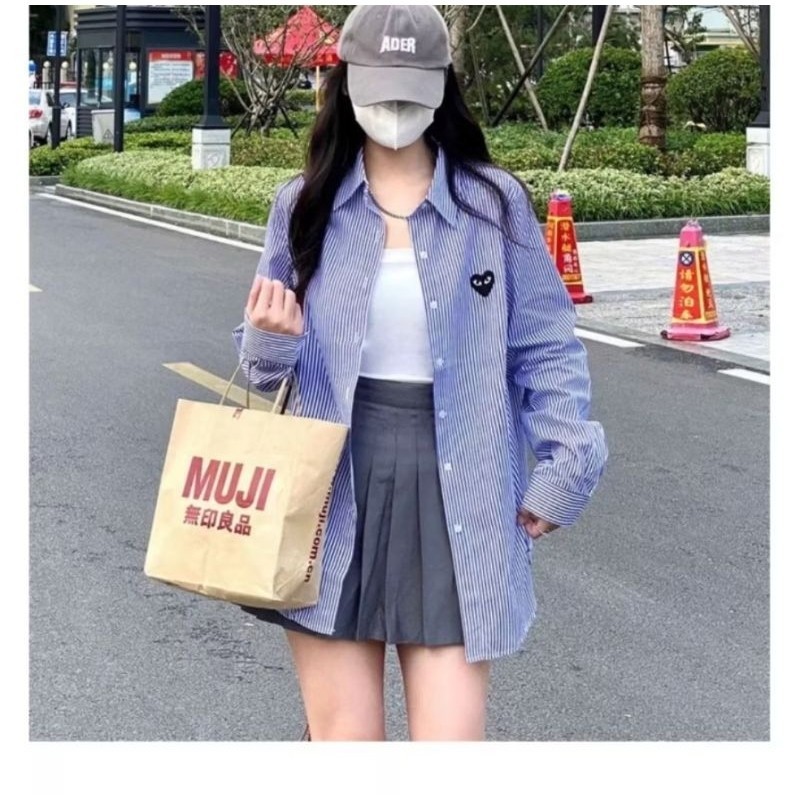 Kemeja salur play love cdg/Kemeja salur/Kemeja kantor/Kemeja love/kemejacasual/Atasan wanita