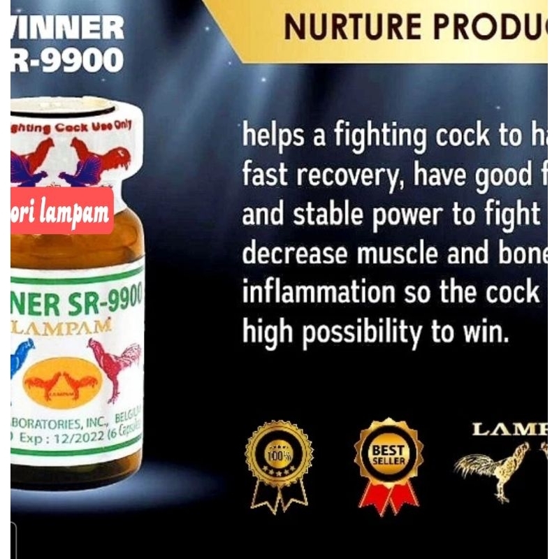 WINNER SR 9900 / 9000 DOPING AYAM TARUNG 6 CAPSUL PERLAWANAN KUAT ORI THAILAND