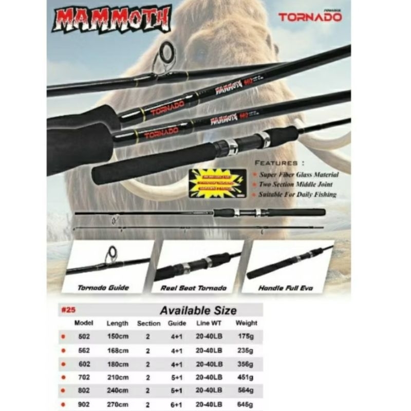Joran Sambung Fiber Solid Tornado Mammoth 240cm/270cm