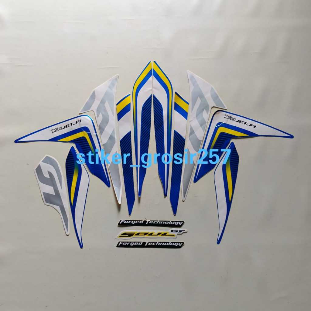 STIKER STRIPING LES LIST BODY MOTOR YAMAHA MIO SOUL GT 2014 BIRU PUTIH
