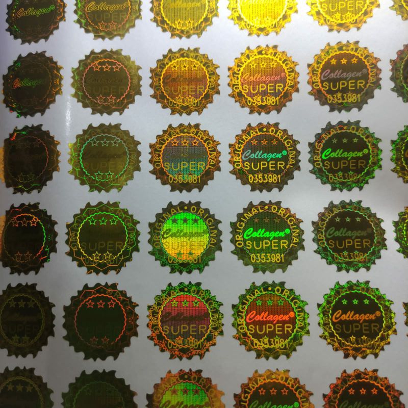 

stiker hologram collagen gold