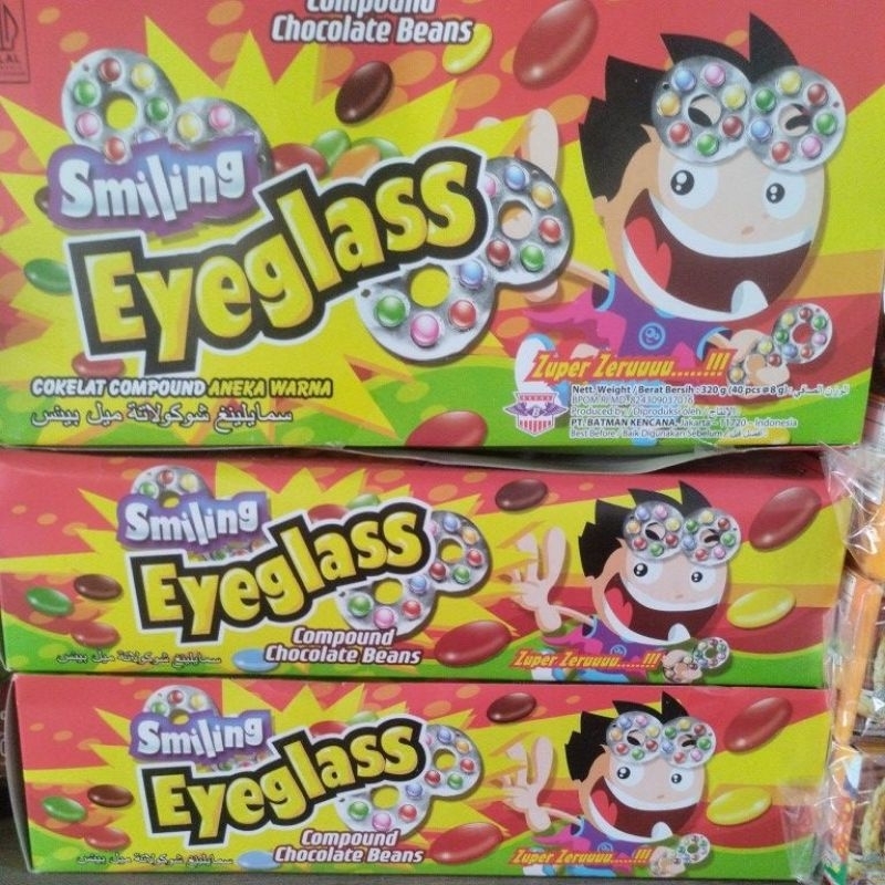 

smiling eyeglass cokelat kaca mata 1pak isi 40pcs 8gr