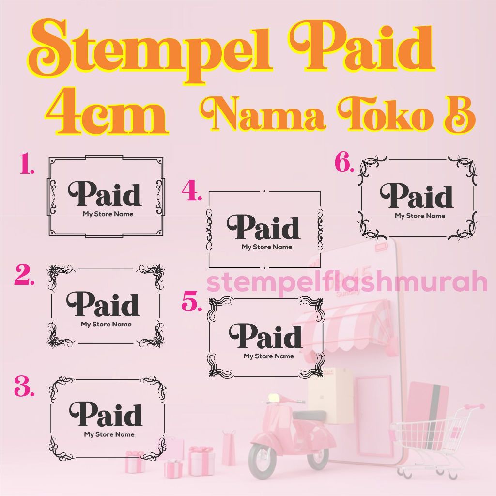 

stempel lunas frame B 4cm PAID nama toko perusahaan nota kasir flash stamp murah otomatis stempelflashmurah