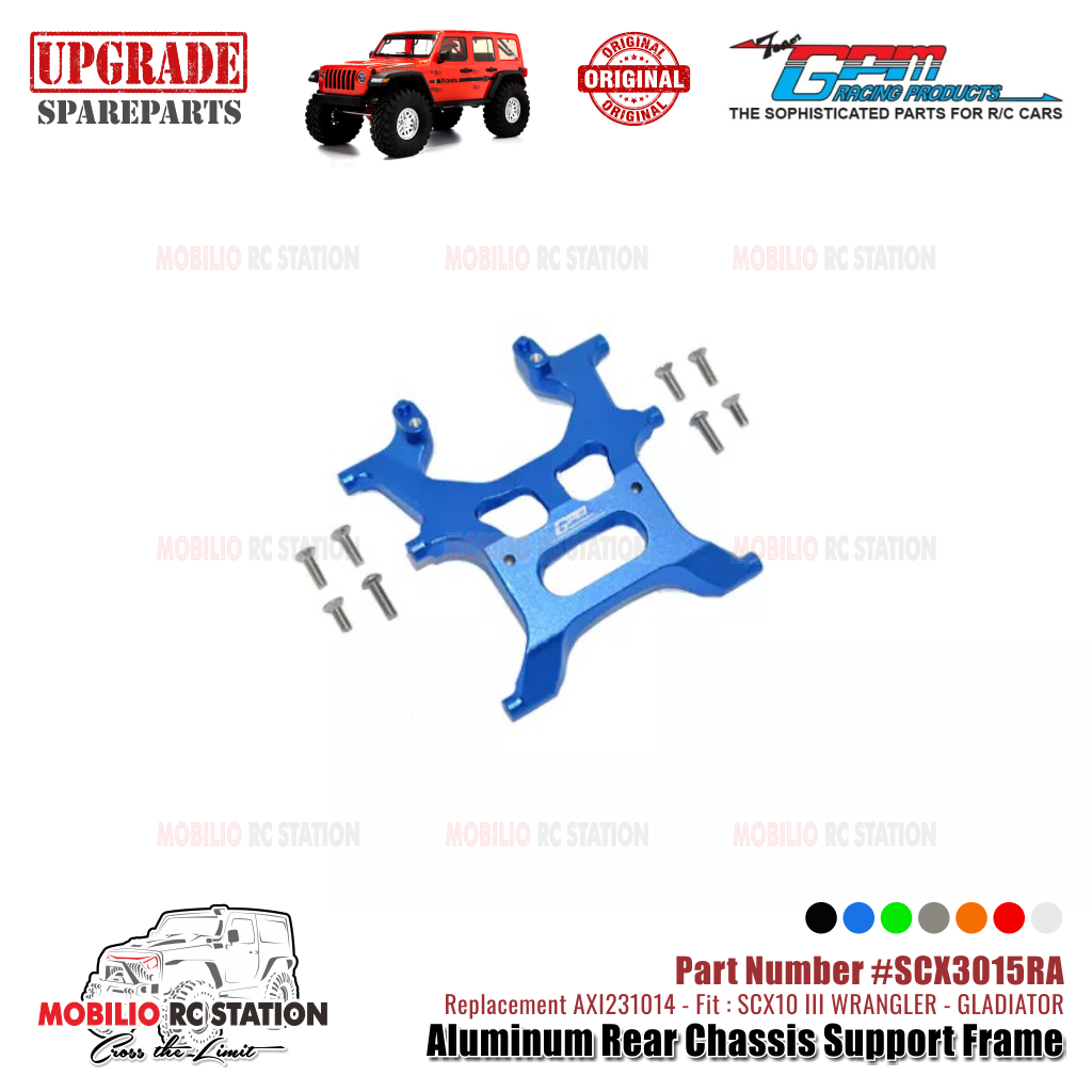 GPM Part #SCX3015RA Aluminum Rear Chassis Support Frame Axial SCX10 III Jeep Wrangler - Gladiator