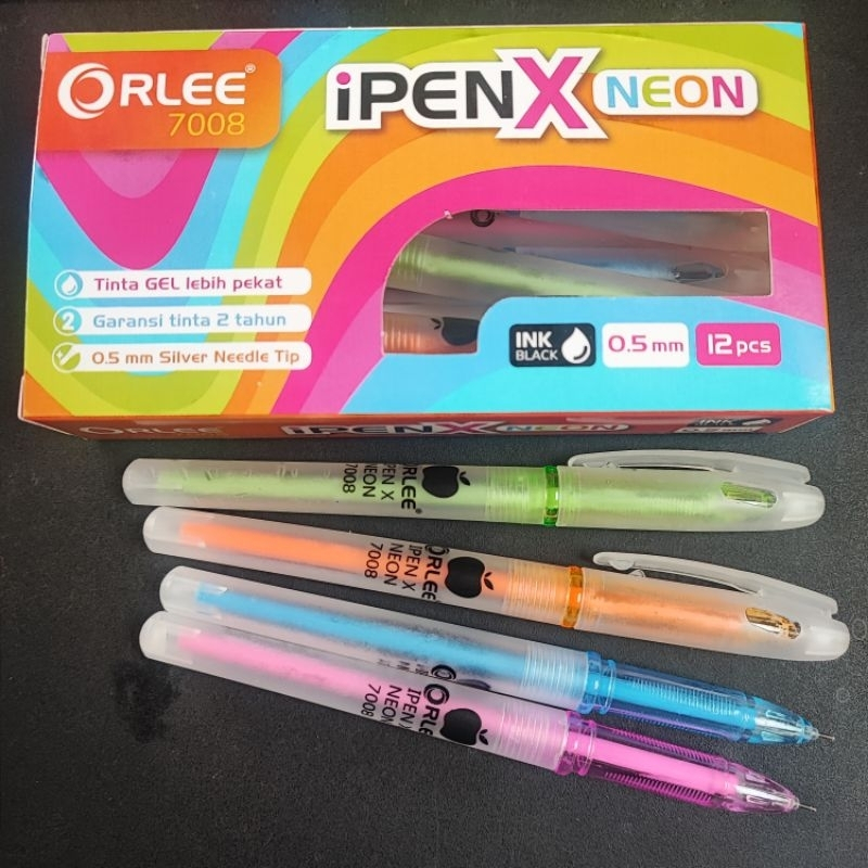 

SELUSIN PULPEN GEL IPENX NEON ORLEE BULPEN IPEN TINTA HITAM ISI 12PCS