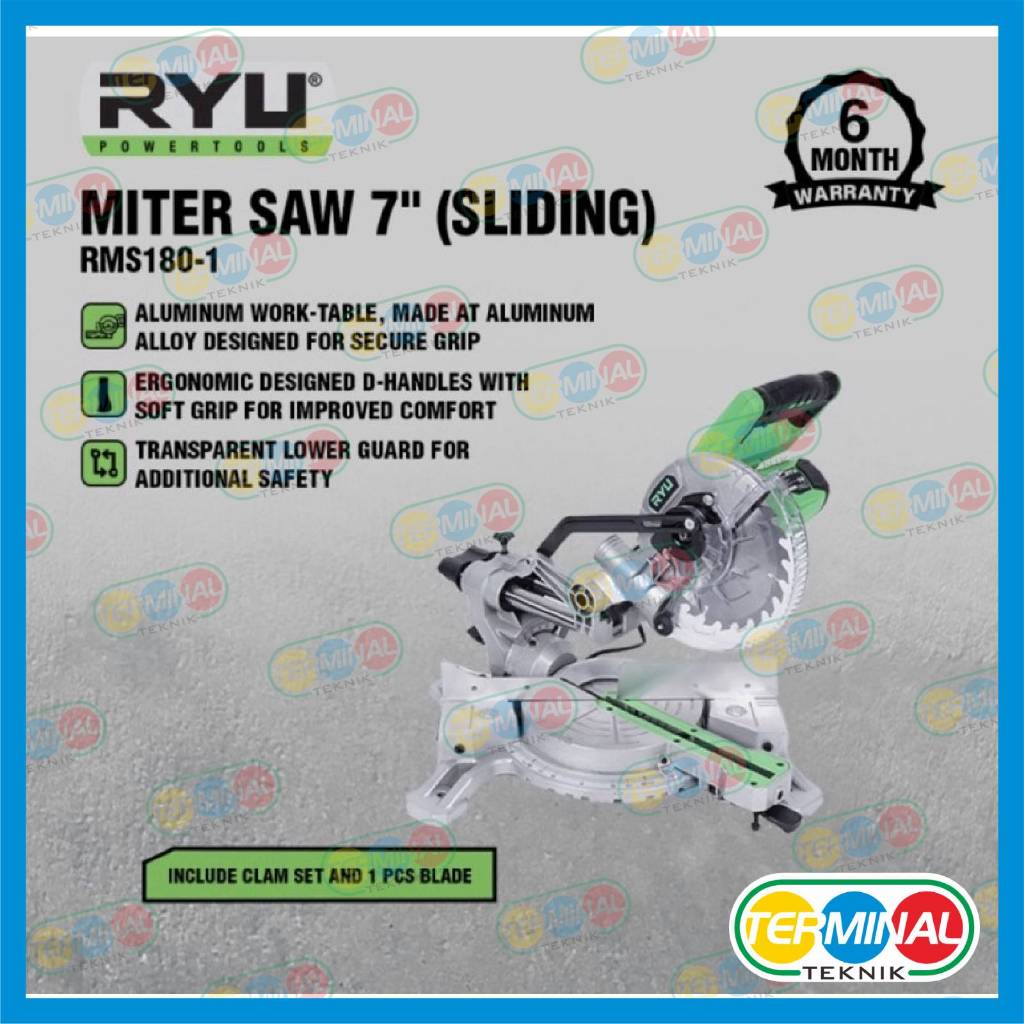 Miter Saw RYU RMS 180 Mesin Potong Alumunium 7inch SLIDING