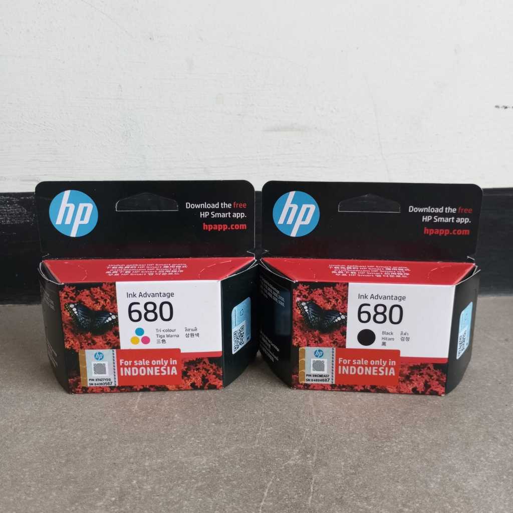 Catridge HP 680 Black dan 680 Color for Printer HP DeskJet 1110, 1115, 2130