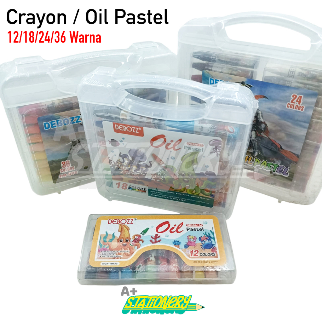 

[A+] Crayon 12 18 24 36 Warna | Oil Pastel Deboz| Crayon Warna Lengkap | Crayon Anak