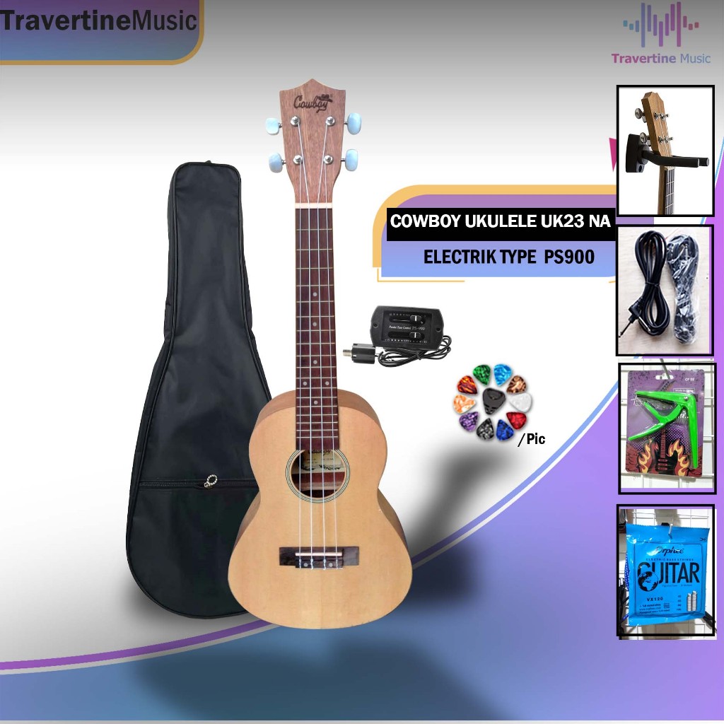 Ukulele Cowboy elektrik 4 senar tipe UK230NS ukuran concerto Original