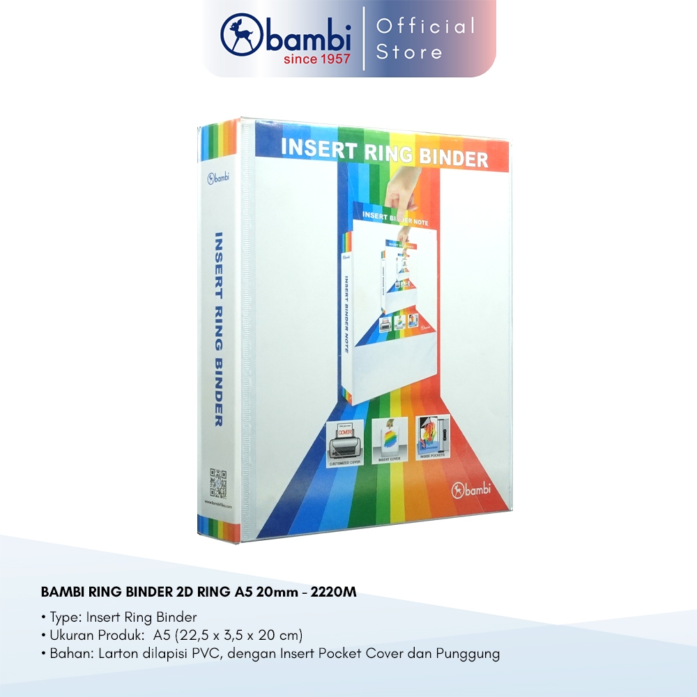

Bambi Insert Ring Binder A5 2 Ring Type D With Interchange label Small Size 20 mm Original