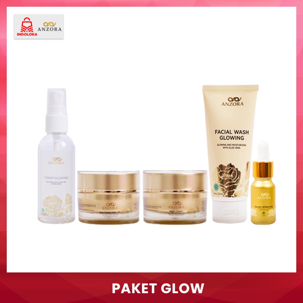 Anzora Skincare Paket Glow Series - Paket Perawatan Pencerah Glowing, Memudarkan Flek Hitam
