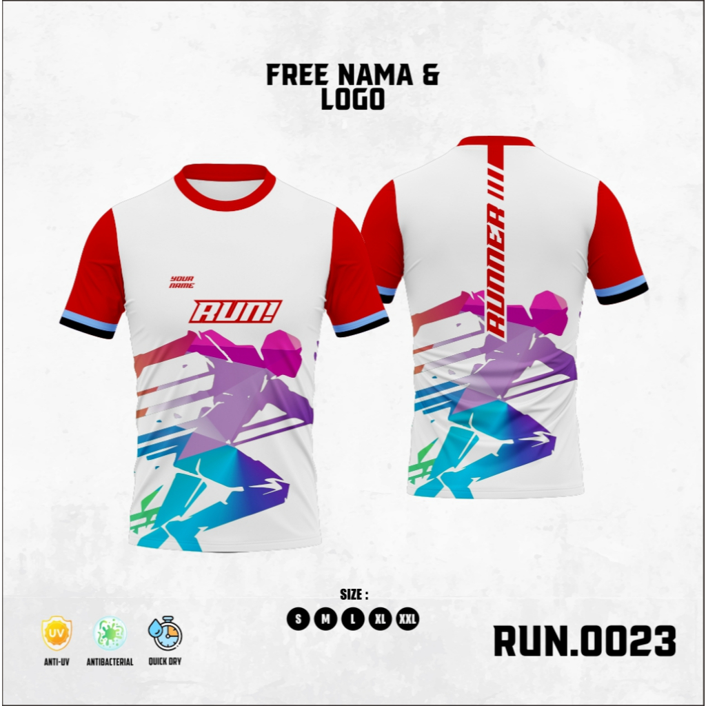 Kaos Olahraga Lari FunRun | Jersey Running Quick Dry Fit FullPrinting | Free Custom Nama dan Logo