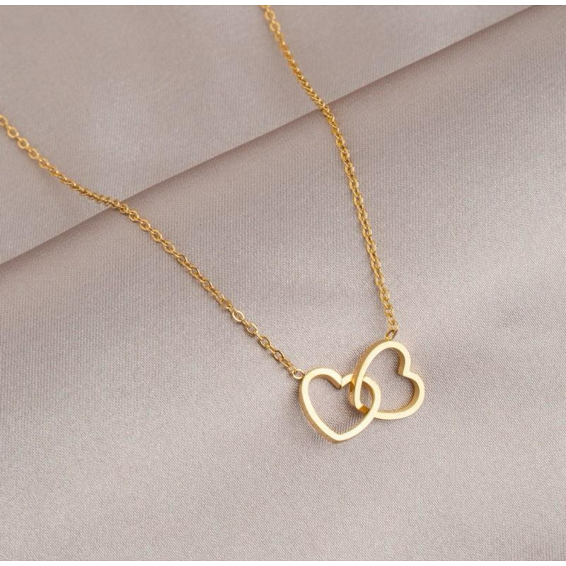 kalung double love versatile titanium steel necklace accesories JW100030 gelang arab