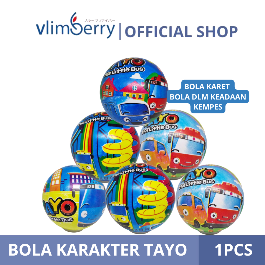 Vlimberry Mainan Bola Karet Anak Bola Karet Karakter Tayo