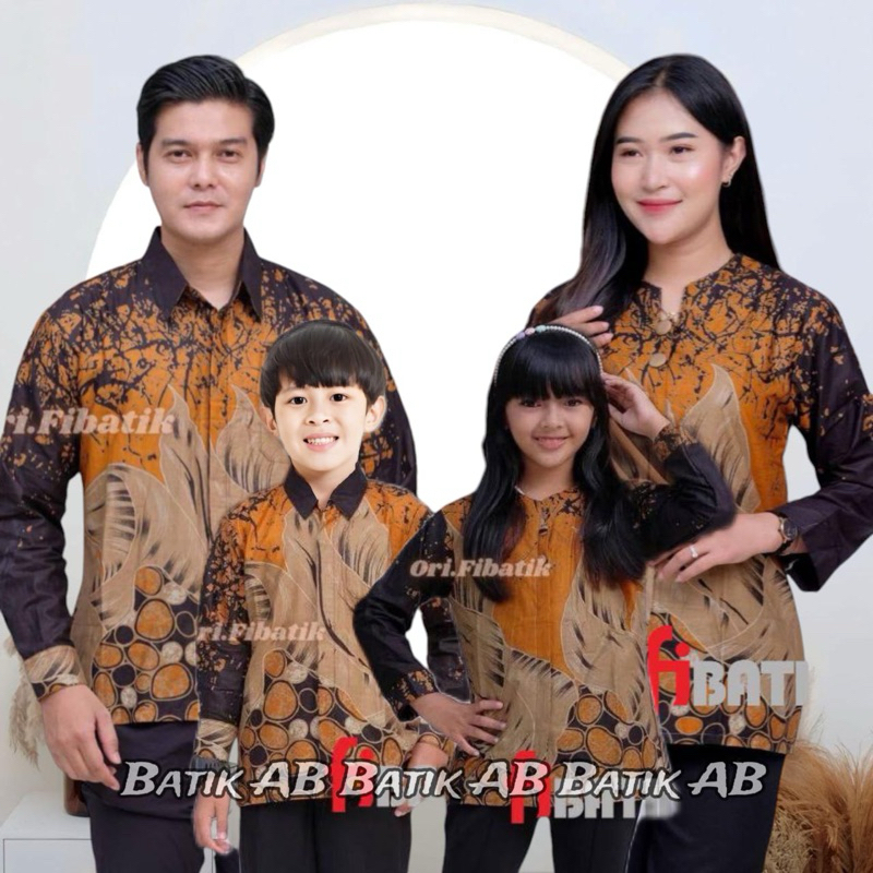 Baju Batik Couple Keluarga Modern Batik Couple Ayah Ibu dan Anak Cowok Cewek Motif Batu Hitam Terbar