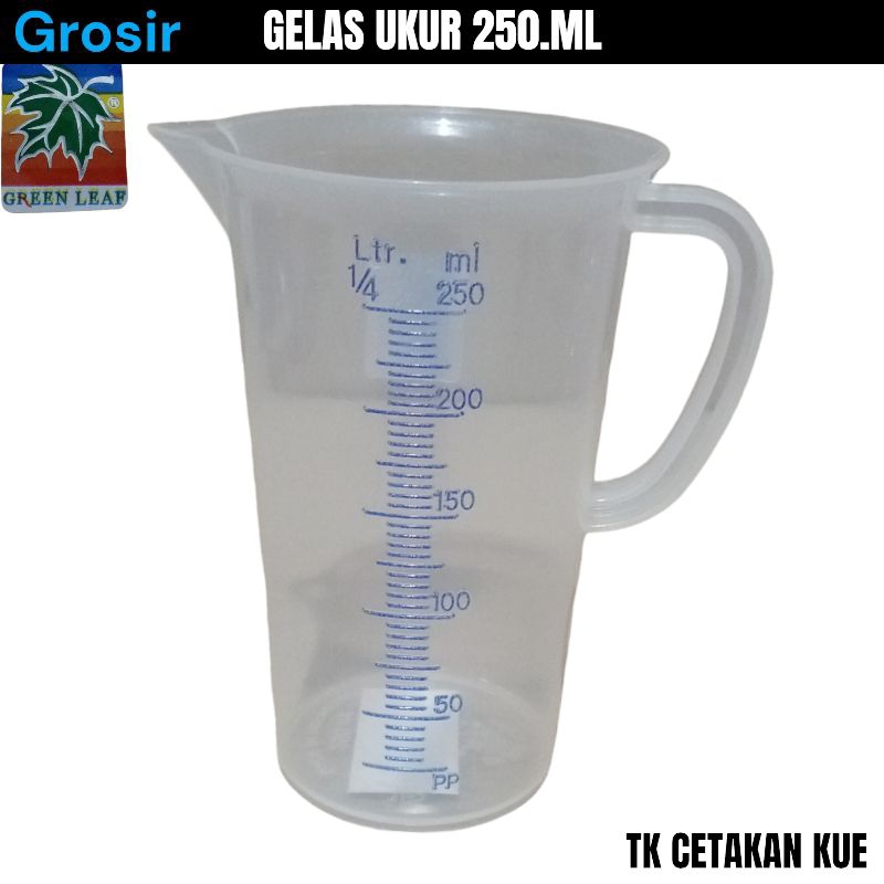 gelas ukur 250 ml green leaf/gelas takar 250 ml plastik merk green leaf