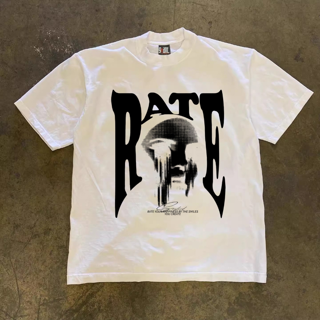 JJ.STORE RATE Abstract Hip-Hop Korea Style T-shirt Oversize | Kaos Wanita Hitam | Kaos pria dan wani