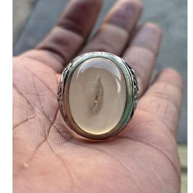 cincin Batu akik pacitan model combong original body glass antik size 9