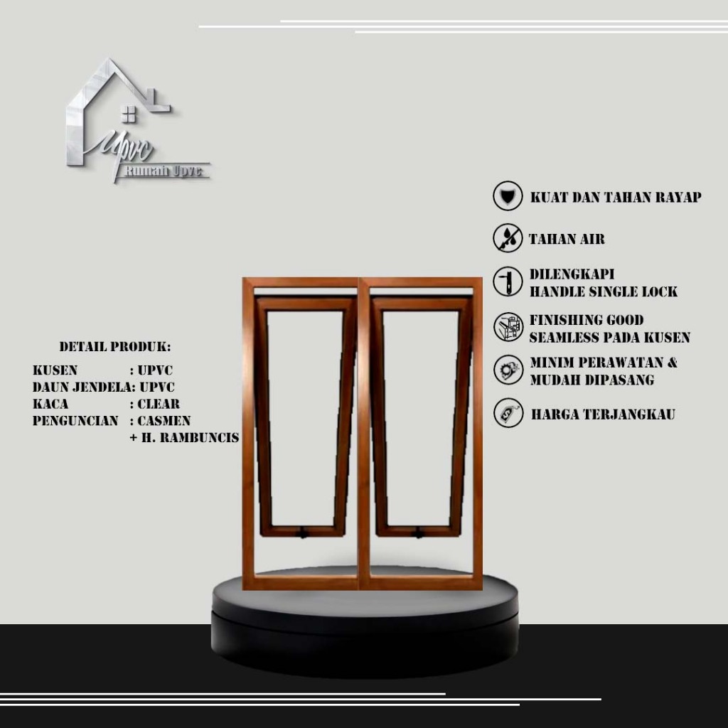 JENDELA UPVC JUNGKIT 2D.JENDELA EROPA (GOLDEN OAK)