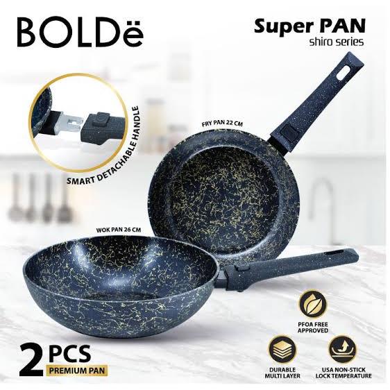 [ BoLDE ] Panci Set / Teflon / Penggorengan Set Eco Ceramic NEW BOLDe Super PAN Shiro set - 2PCS ( B