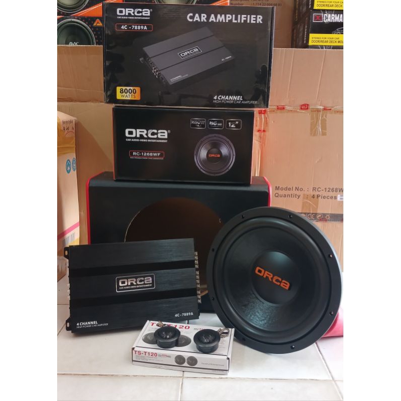 Paket Audio Mobil ORCA 12inch (Power orca 4chanel,Subwoofer 12inch)