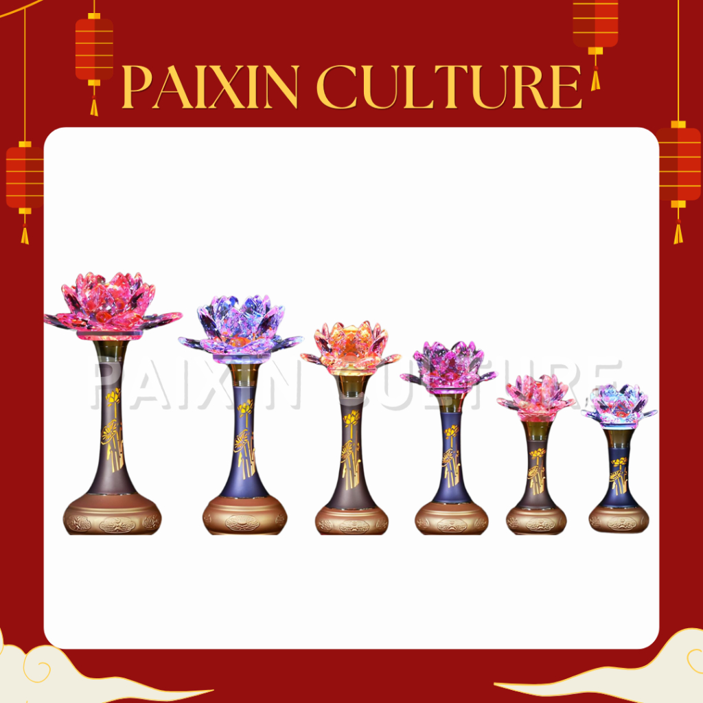 Lampu Sembahyang altar ukiran bunga Teratai Bentuk Teratai atau Lianhua / Lampu sembahyang warna war