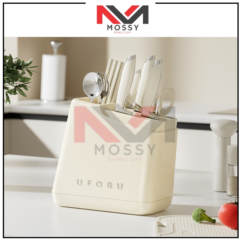 MOSSY Tempat Penyimpanan Pisau Dapur Karakter Lucu / Tempat Peralatan Makan Pisau Ada Tirisan Air Es