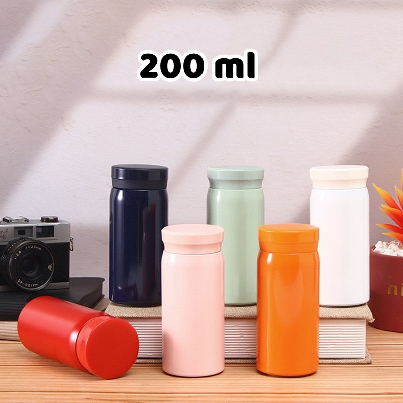 Tumbler travel 200ml stainless 304 mini pocket Botol minum tahan panas & dingin polos elegant muat d