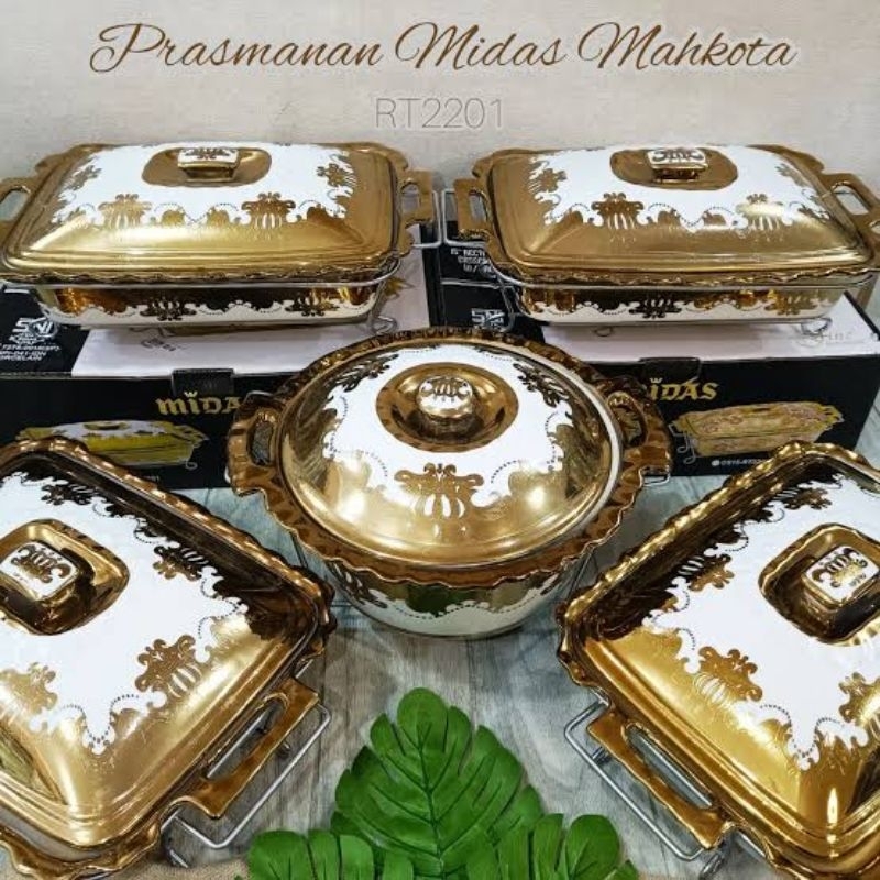 Wadah Saji Makanan Basi Keramik Ada Rak (Basi Segi & Bulat) Merk Midas Porcelainware