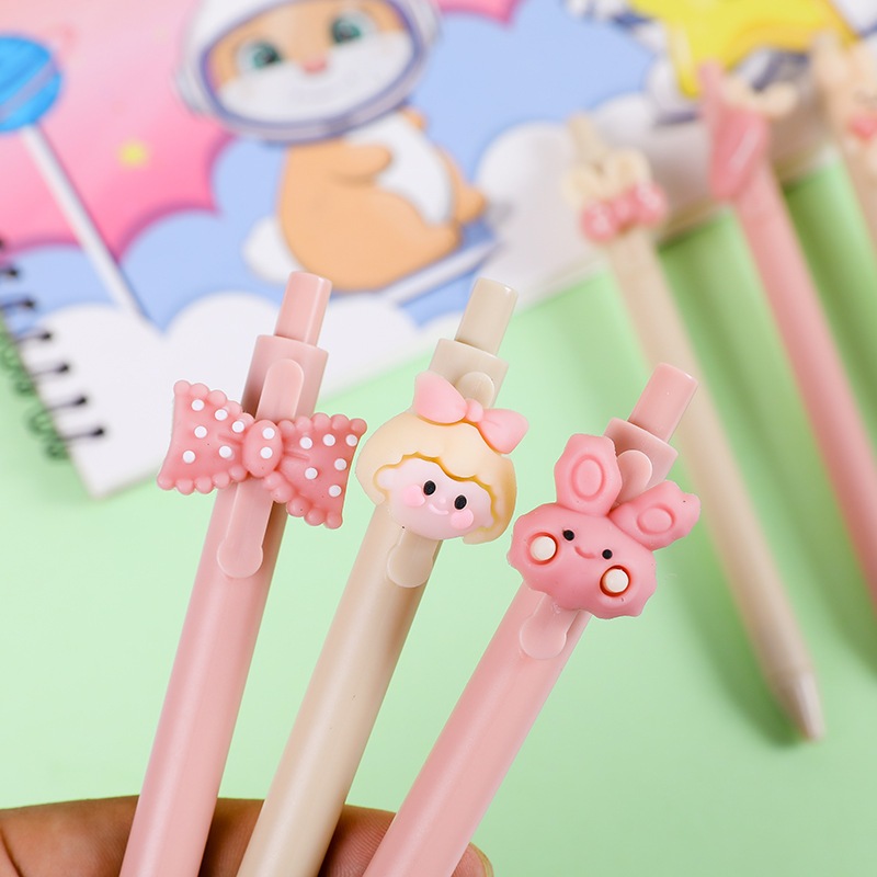 

DUODUD Pulpen Gel Pen Hitam Cetek Estetik Lucu Rabbit dan Pita