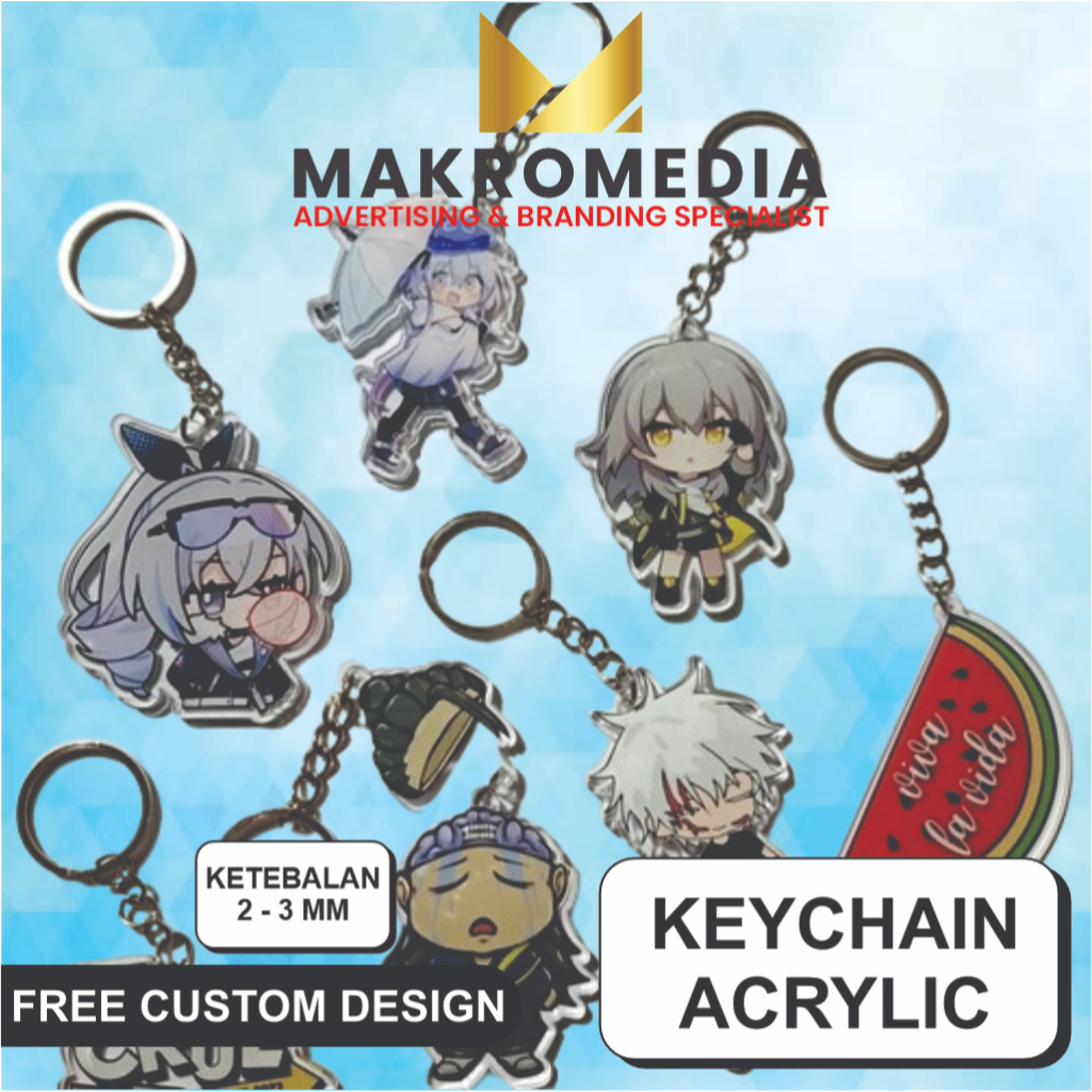 GANTUNGAN KUNCI CUSTOM DOUBLE AKRILIK TEBAL 2MM 3MM / GANCI / KEYCHAIN / ACRYLIC LASER CUTTING
