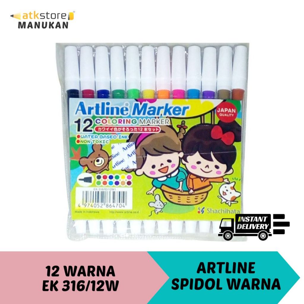 

Artline Spidol 12 Warna | Artline Color Marker | EK 316/12 W