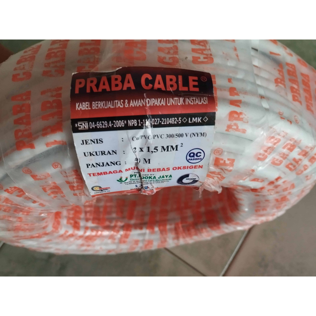 Kabel NYM Praba Tunggal 2x1.5 2x2.5 2x4 3x1.5 3x2.5 3x4 per meter