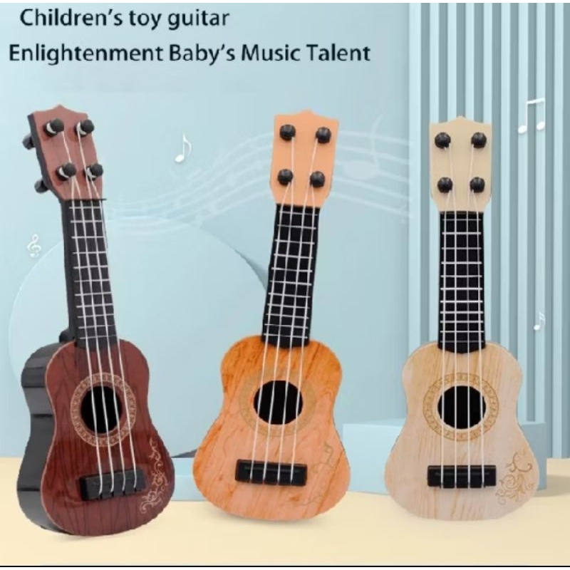 Mainan gitar anak model kayu mainan musik gitar ukulele