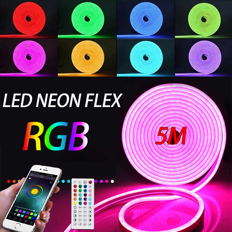Lampu Neon Led Kamar 5M Lampu Neon Flex Strip Tinggal Colok Running Lampu Neon Flex Kamar Tidur Ruan