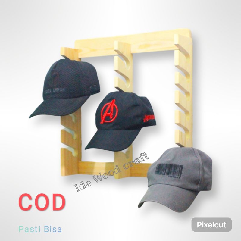 Rak topi kayu gantungan topi | Rak hanger display topi