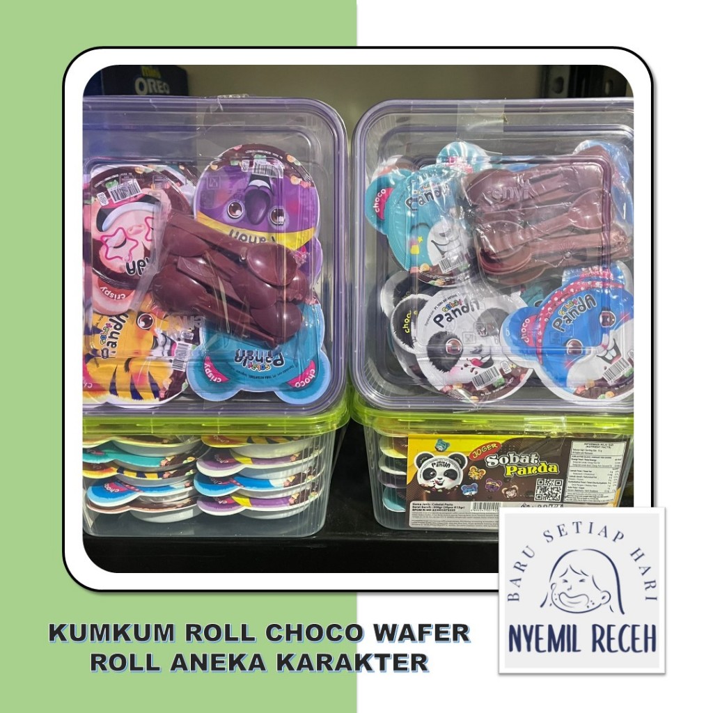

Kumkum Roll Choco Wafer Roll Dengan Cream Coklat Aneka Karakter
