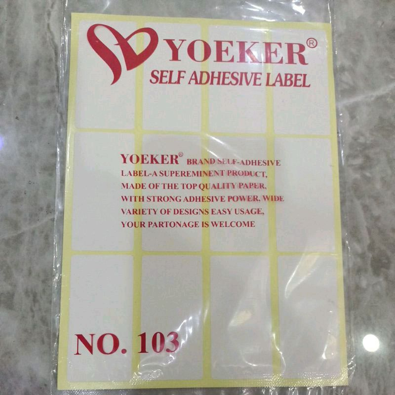 Stiker Label Nama Merek Yoeker No 103
