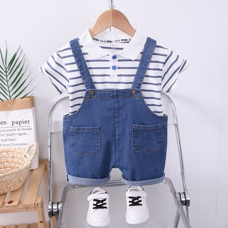 littlefashion-setelan baju kodok anak laki laki/baju anak anak import jumpsuit jeans