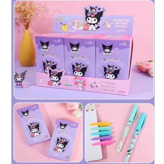 

Pulpen Gel pen 0,5 mm Motif KUROMI Tinta Hitam isi 12 pcs