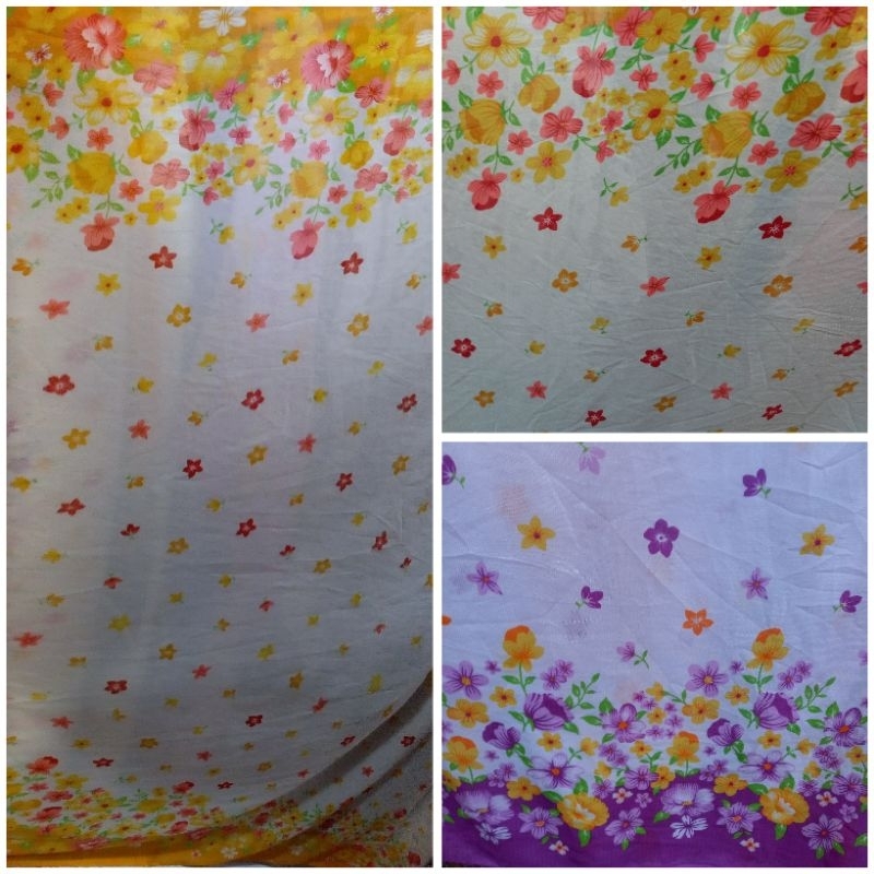 1/2 meter Kain Sifon (2 Warna) | Bahan Sifon | Kain Meteran | Sifon Motif | Bahan Import