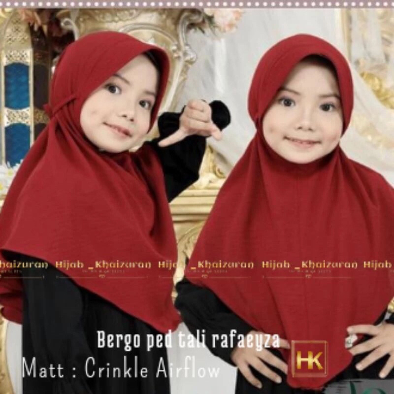 MAM HIJAB - Hijab Anak Bergo Crinkle Airflow Ped/ Kerudung Anak Perempuan Crinkle Premium, Jilbab Cr
