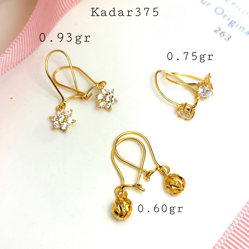 Anting Emas Hoops Dewasa Anting Emas Kadar 375 Bintang Bola Kadar 375