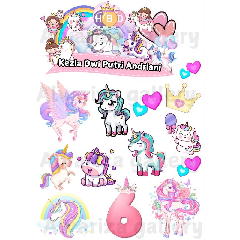 topper unicorn free custom nama