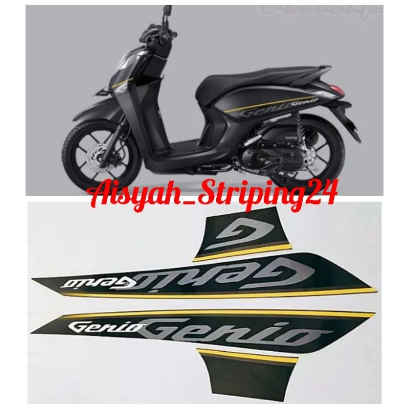 stiker striping lis body motor Honda Genio 2019 abu kuning
