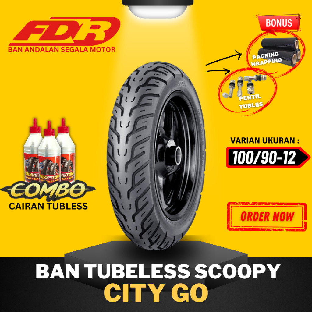 [READY COD] BAN FDR TUBELESS CITY GO RING 12 / BAN LUAR CITY GO RING 12 FDR ( 100/90-12 ) BAN MOTOR 