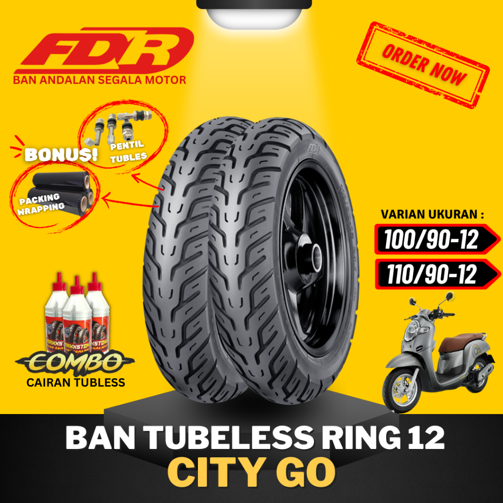 [READY COD] BAN FDR TUBELESS CITY GO RING 12 / BAN LUAR CITY GO RING 12 FDR ( 100/90-12 & 110/90-12 
