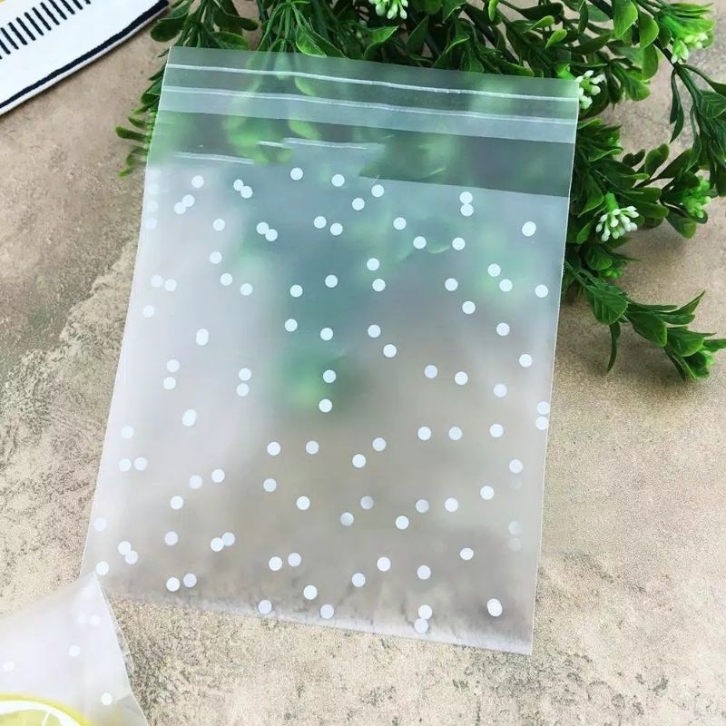 Kemasan Biskuit Cookies Plastik Perekat Opp Polkadot Doff